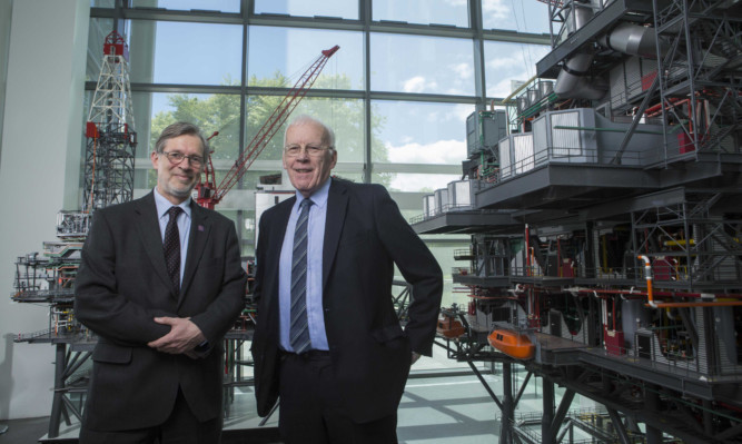 Professor Ferdinand Von Prondzynski (left) and Sir Ian Wood in the Oil & Gas Institute.