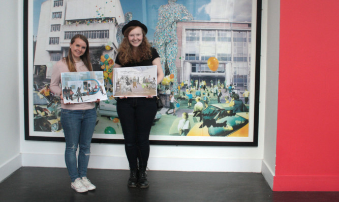 Magdalena, left, and Helen at the college of art.