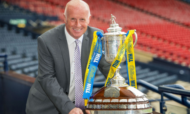 Falkirk manager Peter Houston with the Scottish Cup.
