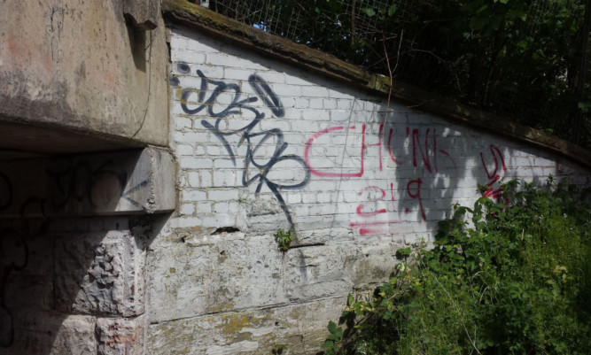 Some of the graffiti, which can be seen on the St Vigeans Nature Trail.