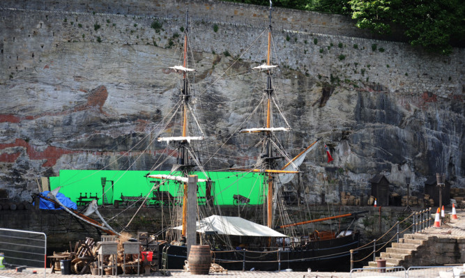 The Phoenix is moored in Dysart Harbour for Outlander.