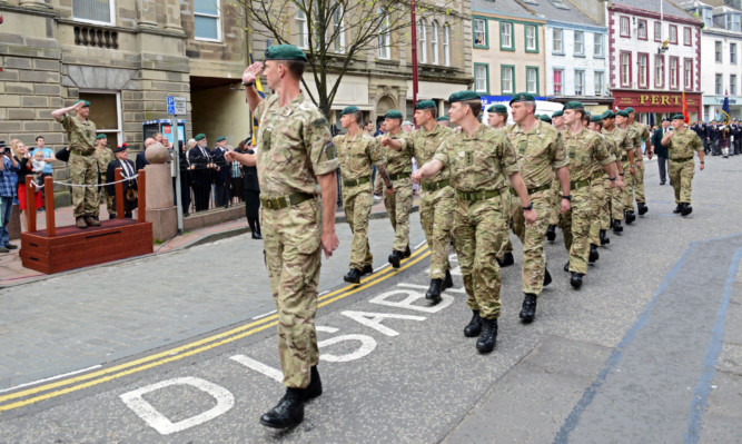 Royal Marines from 45 Commando during a parade last year in Arbroath.