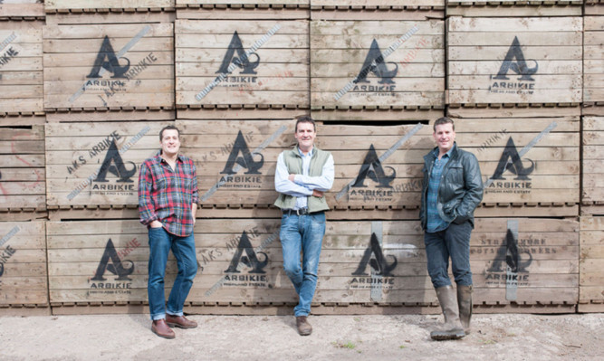 From left: brothers Iain, John and David Stirling at the Arbikie Distillery.