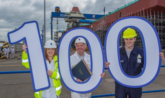 Apprentices Robyn Morgan, 23, from Dunfermline, left, and Steven Murray, 19, from Lochgelly with dock master Jock Aitken.