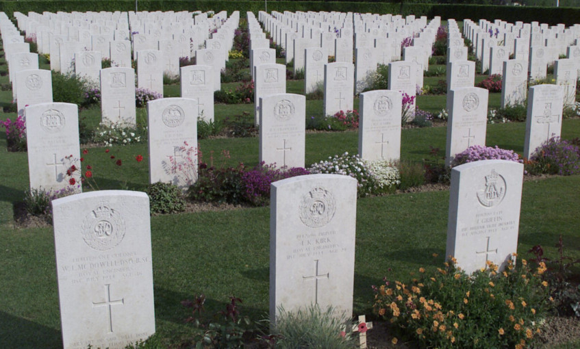 A British war cemetery in Normandy.