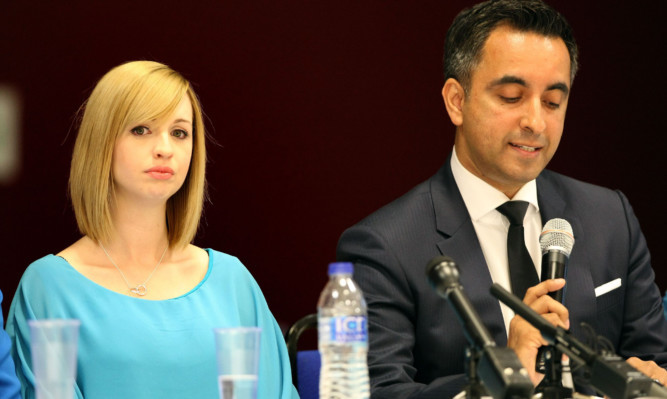 Aamer Anwar and Sheku's partner Collette Bell at a press conference held after Sunday's funeral.