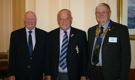 From left: Greig Mitchell, who gave the vote of thanks, Charlie Brown and president Bill Bruce.