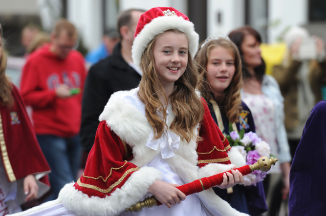 There was also a carnival atmosphere in Leven as Lola Taylor was crowned Rose Queen. Lolas first duty was to lead the annual parade through the local streets following Saturdays crowning.