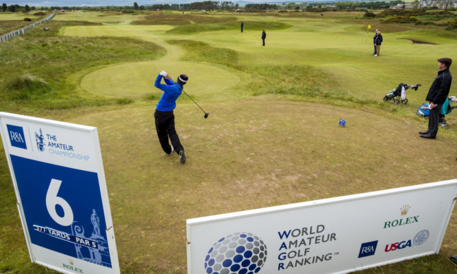 Jack McDonald drives up Hogan's Alley in his afternoon last 16 match with Robert MacIntyre.