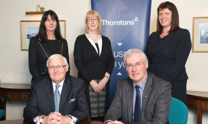 Coming together: clockwise from back left, Sandra Sutherland, Thorntons partner, Aileen Hunter, Anne McKeown, Hamish Watt and Jack Robertson.