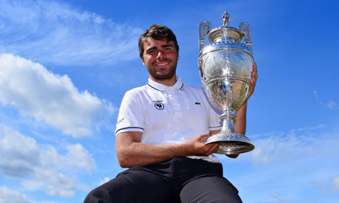 Romain Langasque with the Amateur trophy after Saturday's final at Carnoustie.