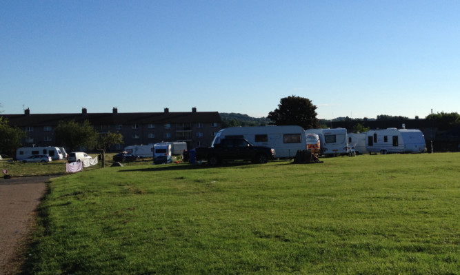 The Travellers at the site on Tuesday morning.