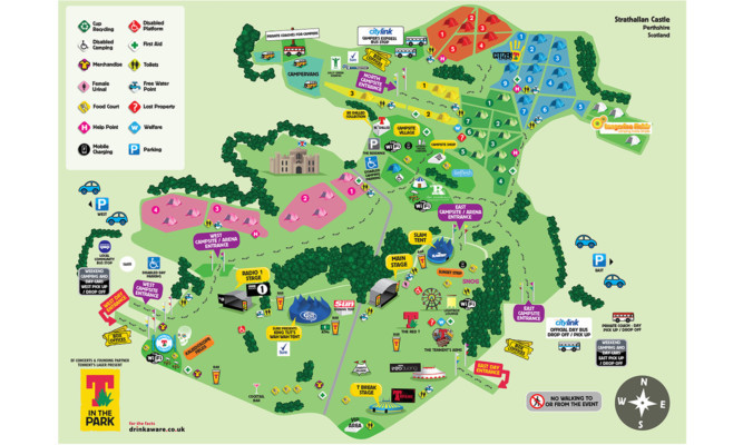 The map shows the layout of the first festival to be held at Strathallan.