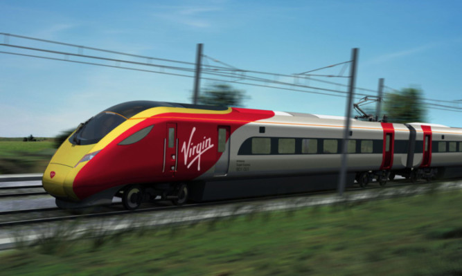 An impression of how the new Hitachi-built Virgin Trains East Coast rolling stock will look.