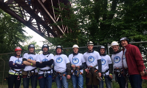 Some of the abseil group, including coordinator Lianne MacLennan, left, and Jason Clamp, third from left, before their 165ft abseil.