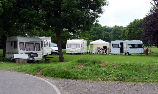 Just some of the Travellers caravans parked in Caird Park.