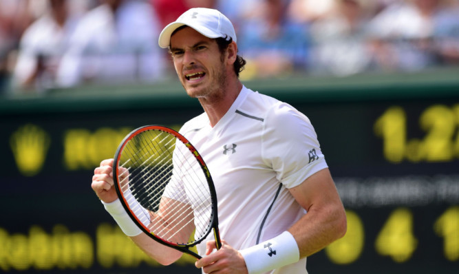 Andy Murray celebrates during his match against Robin Haase.