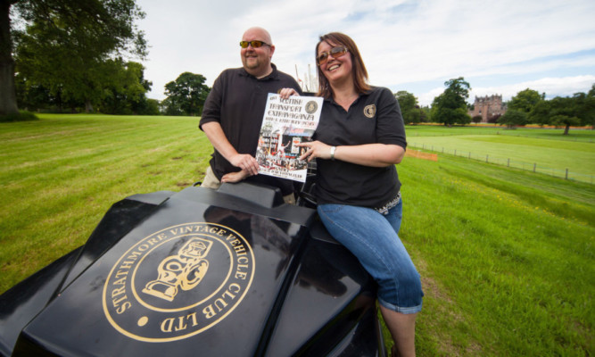 Strathmore Vintage Vehicle Club director Stephen Dear with Lesley Munro.