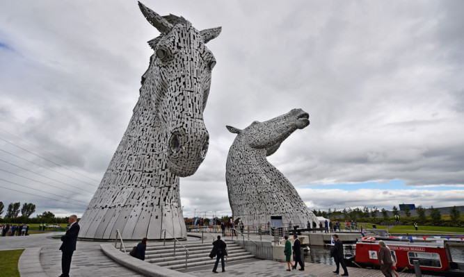 The Kelpies sculptures are officially opened by Princess Anne.