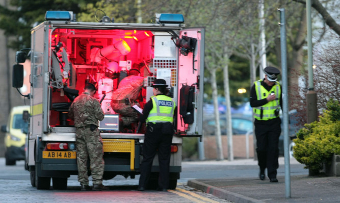 The Royal Logistic Corps bomb disposal team attending an incident in Dundee in April after a grenade was found.