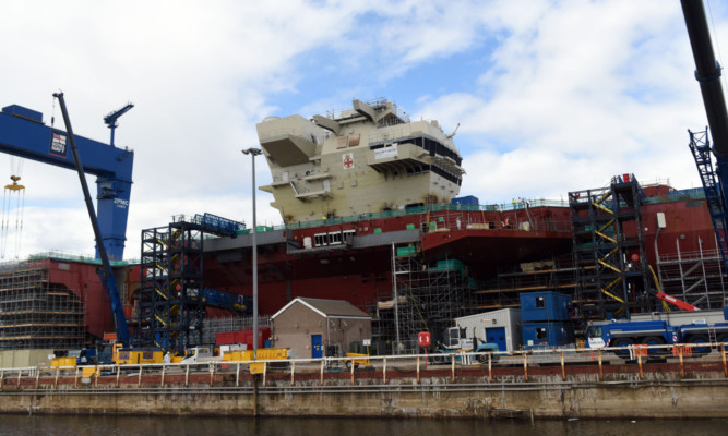 The Prince of Wales under construction at Rosyth.