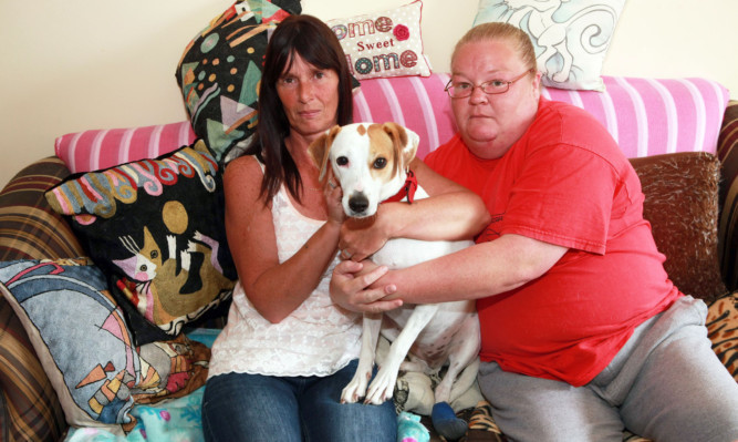 From left:, Doreen Robertson, Maizi the dog, Kirsten Oostindie (Maizi's owner).