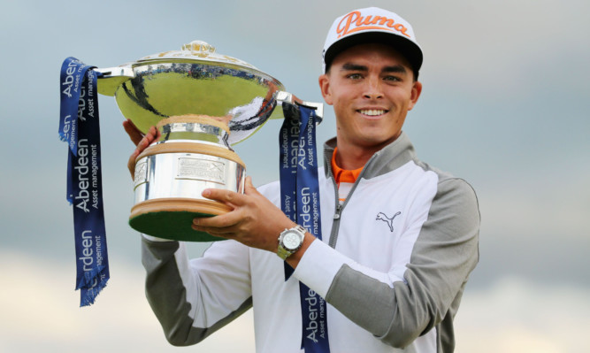 Rickie Fowler with the Scottish Open trophy.