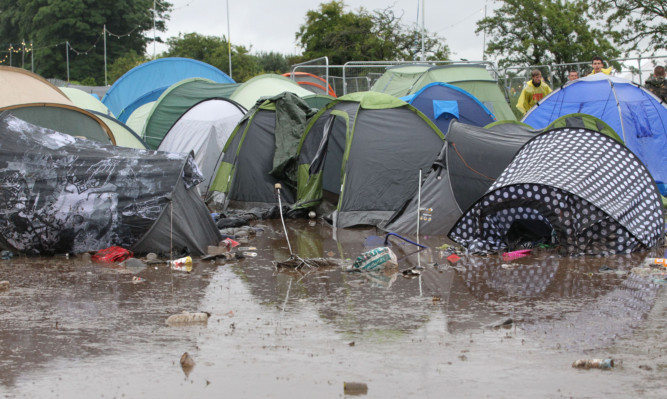 The T in the Park campsite at Balado in 2012.