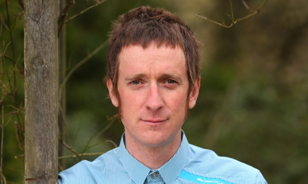 Sir Bradley Wiggins poses for a portrait during a media day ahead of the Giro dItalia.