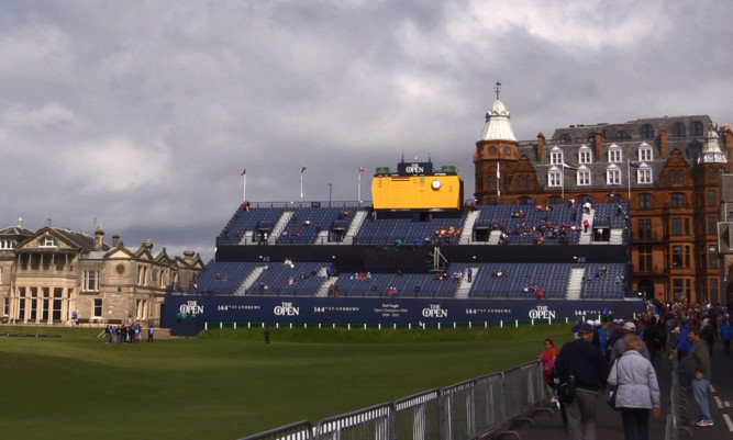 The stand in front of the Hamilton Grand.