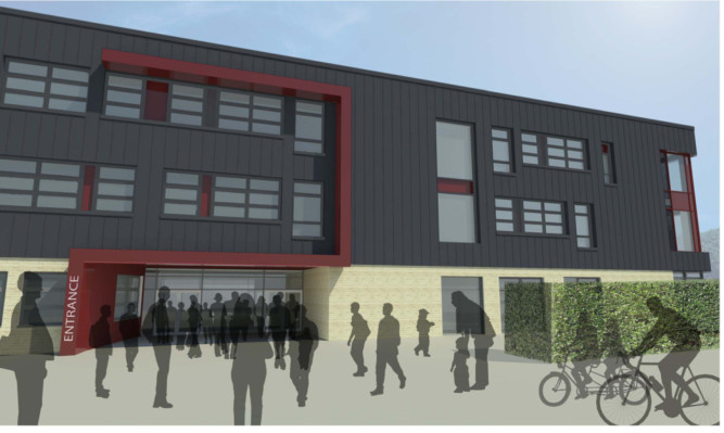 An artists impression of how the replacement for Waid Academy will look.