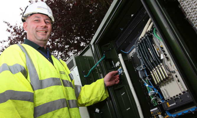 Derek Maley of Openreach switched on Falkands high-speed broadband exchange last year.