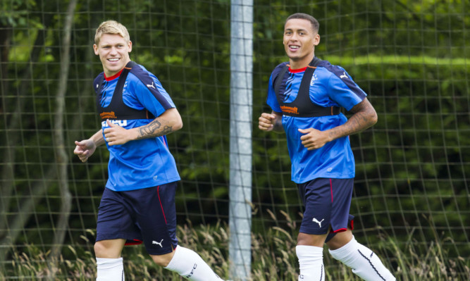 Rangers' James Tavernier (right) and Martyn Waghorn.