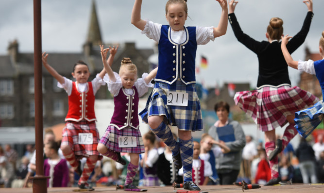 Action from the Highland dancing competitions.