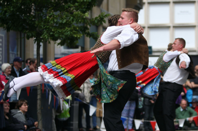 Dancers from the International Folk Dance Festival wowed the crowds on the streets of Perth.