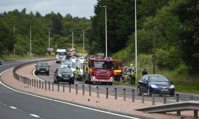 The accident caused disruption south of Auchterarder on the A9.