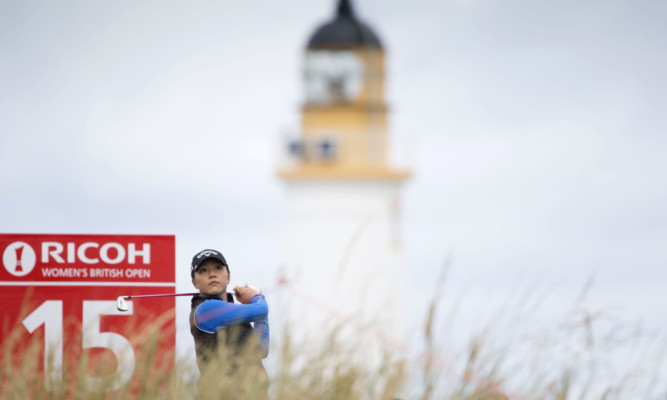 Lydia Ko tees off on the 15th hole during day one of the Ricoh Women's British Open at Turnberry.