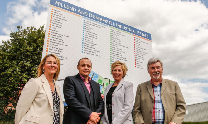 From left: Linda Mercer  Liberty Business Centres, Casey Prattis - Prattis Properties Ltd, Councillor Lesley Laird, Colin McPhail  Dalgety Bay & Hillend Community Council.