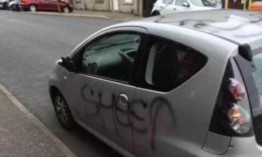 A the Aberdeen fan's car which was vandalised near Tannadice.