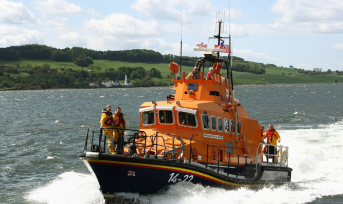 The Broughty Ferry lifeboat crew in action.