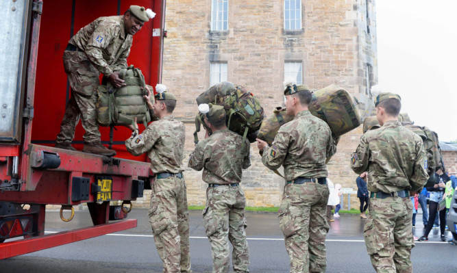 The final bags being loaded onto a truck at Glencorse Barracks near Penicuik.