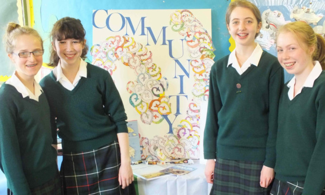 Sophie Jacobs, Katie Townsend, Iona Godfrey-Fausett and Iona Lindsay, who are all working on the Comenius project.