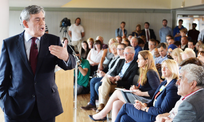 Gordon Brown during his power for a purpose speech at the Royal Festival Hall in London.