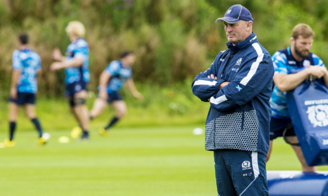 Vern Cotter at Scotland's training session this morning.