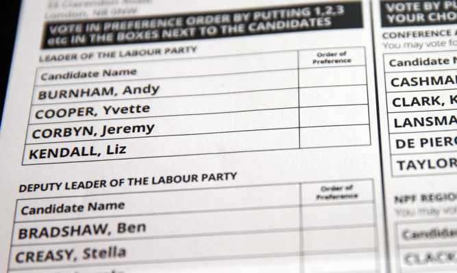 LONDON, ENGLAND - AUGUST 19:  A Labour Party leadership ballot paper is displayed on August 19, 2015 in London, England. Labour Party members are due to vote in the Party leadership contest with results announced on the 12 September. Left-wing candidate Jeremy Corbyn widely expected to win.  (Photo by Carl Court/Getty Images)