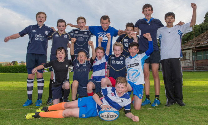 Howe of Fife players Marshall Smith, Ethan Stothers, Oliver Gilmour, Jack Howie, Sam Lumsden, Scott McKenzie, Frank Fry, Bruce Smith, Ross Jamieson, Lewis Robertson, Oliver Davidson, Duncan Nimmo and Alex Moodie.