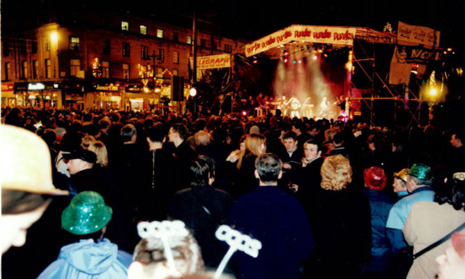 Hogmanay celebrations in Dundee's City Square to bring in 2000.