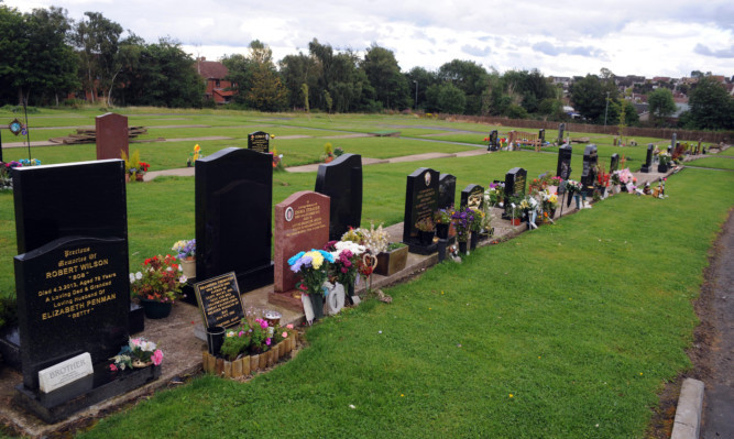 The despicable theft took place at Dunfermline Cemetery.