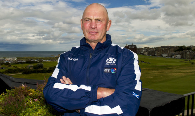 Vern Cotter takes in a view of the Old Course before Scotland returned to Edinburgh from training camp in St Andrews.