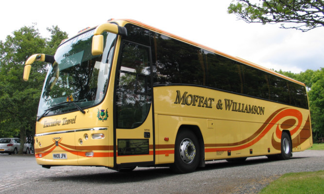 A coach from Fife-based Moffat & Williamsons modern fleet.